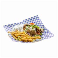 Gyros Sandwich Combo · Beef and lamb. Includes fries and choice of drink.