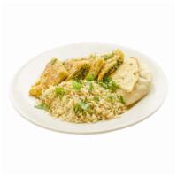 Spanakopita Plate · 2 spanakopita, fresh spinach mix with feta cheese, dill, green onion, fennel and leeks baked...