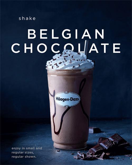 Belgian Chocolate Shake · Belgian chocolate ice cream surrounded by ribbons of hot fudge topped with whipped cream and chocolate sprinkles. Served with toppings.