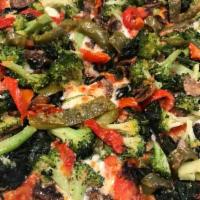 Vegetale Pizza · Sauteed broccoli and spinach with garlic and extra virgin olive oil, mushrooms, roasted pepp...