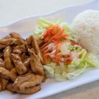 T-1. Grilled Chicken · Chicken teriyaki. Boneless and skinless tender chicken grilled with teriyaki sauce. Also ava...