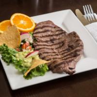 37. Carne Asada Plato · Grilled beef.