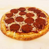 Vegan Pepperoni · Vegan cheese and setian pepperoni, its amazing, we recommend that you add some pineapple!!