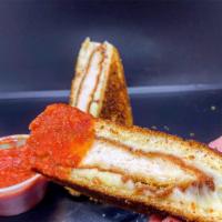 Chicken Parm Grilled Cheese Sandwich · Hot sandwich filled with cheese that has been pan cooked or grilled. 