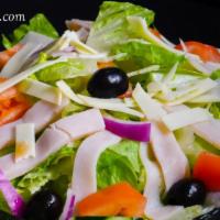 Turkey Salad · Lettuce, deli turkey, onion, cucumber, tomato, carrots and provolone cheese.