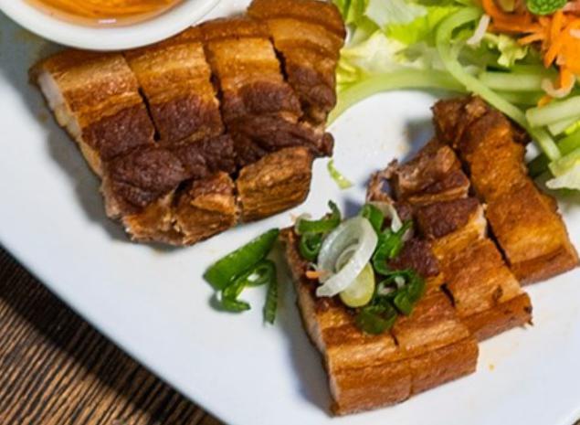 Crispy Pork Belly  · Served with sweet soy sauce.