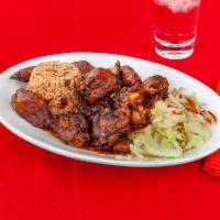 Stew Chicken Entrée · Tender pieces of chicken, stewed in a brown sauce with a variety of vegetables
and Jamaican ...