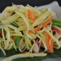 Refreshing Green Papaya & Mango Salad (Gỏi Xoài Đu Đủ không) · Served with green papaya, mango, shredded lettuce, Vietnamese coriander, daikon & carrot pic...