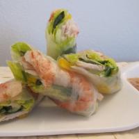 Mango & Grilled Shrimp Summer Rolls (Gỏi Cuốn Xoài, Tôm Nướng) · 2 rolls.
Shredded mango, grilled shrimp, rice noodle, shredded lettuce, and chives wrapped i...