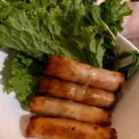 Crispy Fried Taro & Veggie Spring Rolls (Chả giò chay) · Served with 5 pieces, fresh mint, green lettuce for wrapping.
Special dipping Fish sauce.
