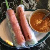 Vietnamese Grilled Pork Sausage Summer Rolls (Gỏi cuốn nem nướng) · 2 rolls.
Grilled pork sausage, rice noodle, shredded lettuce, and chives wrapped in Vietname...