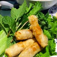 Crispy Veggie Spring Rolls (Chả giò chay) · Served with 4 pieces, fresh mint, green lettuce for wrapping.
Special dipping Fish sauce (Or...