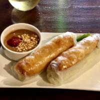 Veggie Tofu Summer Rolls (Gỏi Cuốn chay) · 2 Rolls 
Fried Tofu, shredded lettuce, chives, rice vermicelli, rice paper.
Dipping peanut s...