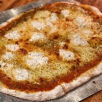 Quattro Formaggio Pizza · Tomato sauce, basil oil, mozzarella, fontina, provolone and herbed ricotta. Vegetarian.