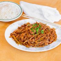 P5. Sauteed Pork with Szechuan Pickled Cabbage · Spicy. Served with steamed white rice.