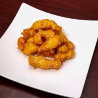 Honey chicken  ·  lightly breaded chicken with real honey and sesame seeds