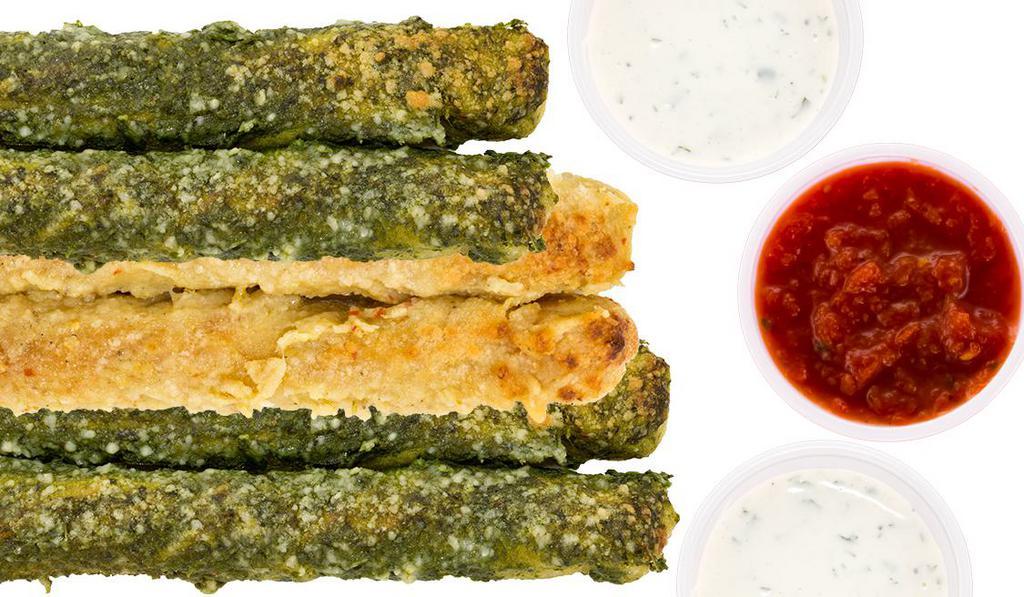 Breadstick Box · Three giant breadsticks with 3 dipping sauces. Your choice of Basil Pesto, or Garlic Parmesan with 3 dipping sauces (house-made ranch or marinara).