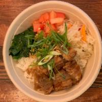 New - Lechon Bowl (Limited) · Crispy pork belly with crispy garlic, pickled papaya slaw, scallions, tomatoes, Bokchoy and ...