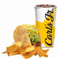 Crunchy Beef Taco Combo · Served with small drink and small fry.