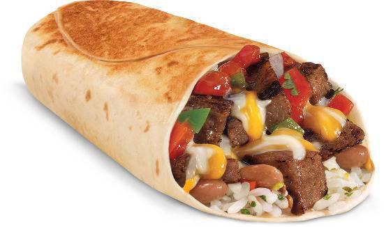 Grilled Steak Burrito · Charbroiled steak, pinto beans, pico de gallo, cilantro-lime rice, hot sauce and a four-cheese blend folded and grilled in a flour tortilla.