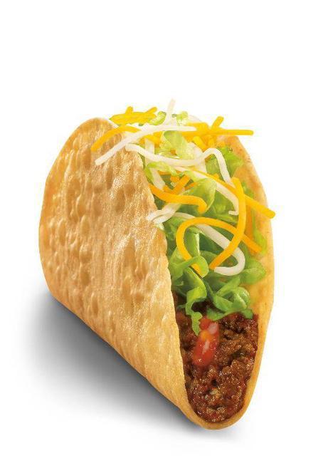 Crunchy Beef Taco · A crisp corn tortilla filled with seasoned ground beef, shredded lettuce, hot sauce and four-cheese blend.