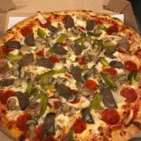 House Special Pie · Sausage, pepperoni, peppers, mushrooms, onions and meatballs.
