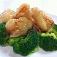 45. Crispy Jumbo Shrimp · Deep fried crispy in tamarind garlic sauce served with steamed broccoli.