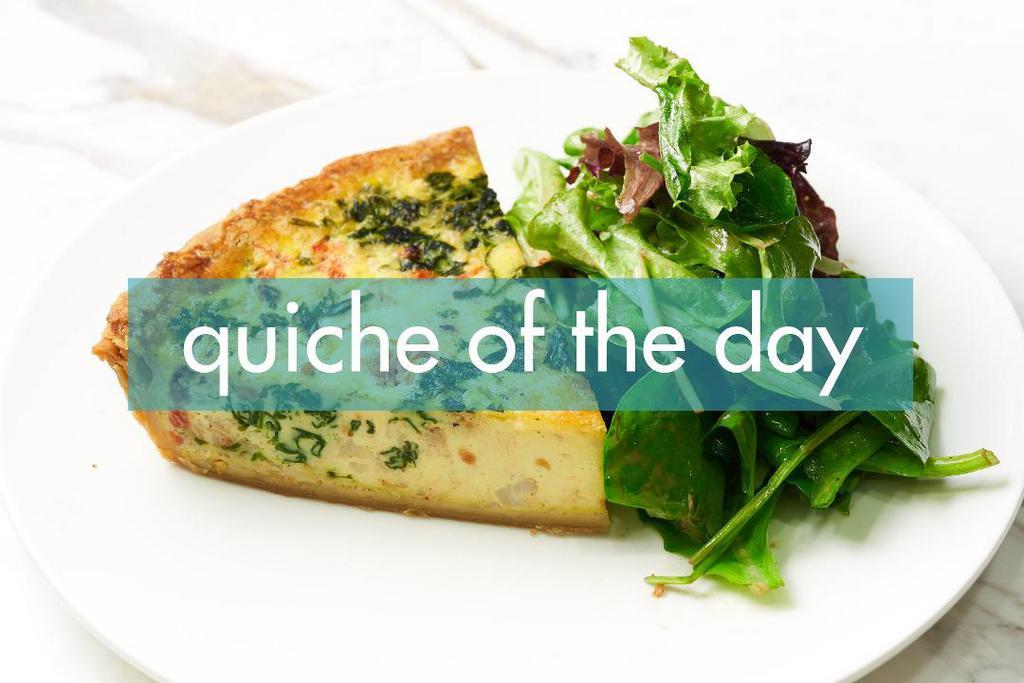 quiche of the day · bacon, caramelized onions, goat cheese (w/o nuts)