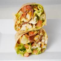 4. Beach Club Wrap · Chicken with lettuce, tomato, onion, low-fat mozzarella, 97% fat-free turkey bacon and avoca...