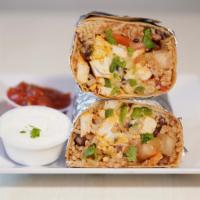 22. Energy Burrito · Chicken or bison with brown rice and beans, grilled onions and peppers, low-fat mozzarella, ...