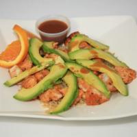 49. BBQ Chicken Avocado · BBQ chicken over organic brown rice topped with avocado.