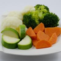 154. Steamed Mixed Veggies · Includes carrots, broccoli, cauliflower and zucchini. 