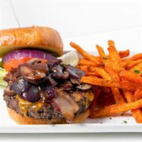 The Steakhouse Burger  · Applewood smoked bacon, cheddar, red onions,mushrooms, and steak sauce. These items may be s...