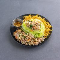 Lettuce Wrap · Minced pork topped with ginger and peanuts with tamarind sauce.