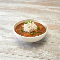 Smoked Sausage Gumbo Bowl · We start with a deep brown roux, onions, celery and is served with smoked sausage. Served ov...