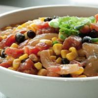 Bumblebee Stew Bowl · A blend of yellow corn, stewed tomatoes, onions and black beans in sweet and spicy cream sau...