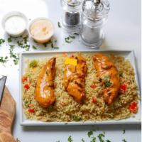 Chicken Strips Rice · Marinated chicken tender loins in Portuguese Peri Peri sauce then flame grilled to order in ...