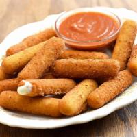Cheese sticks (10) · Mozzarella cheese that has been coated and fried.