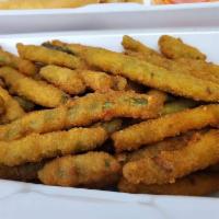 C. Fried Green Bean · Bean cooked in oil.