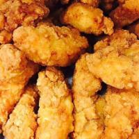 Kids Chicken Tenders · Fried to order crispy chicken tenders x3 with choice of dipping sauce.