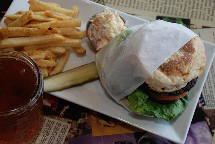 Classic Burger · 6 oz beef patty, cheddar, romaine, tomato, red onion, bacon-thousand island dressing
