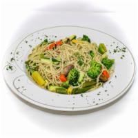 Capellini  Primavera Ⓥ · Sautéed with fresh vegetables, garlic & olive oil.