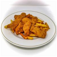 Chicken Tenders · Crispy fried chicken tenders. Served with french fries