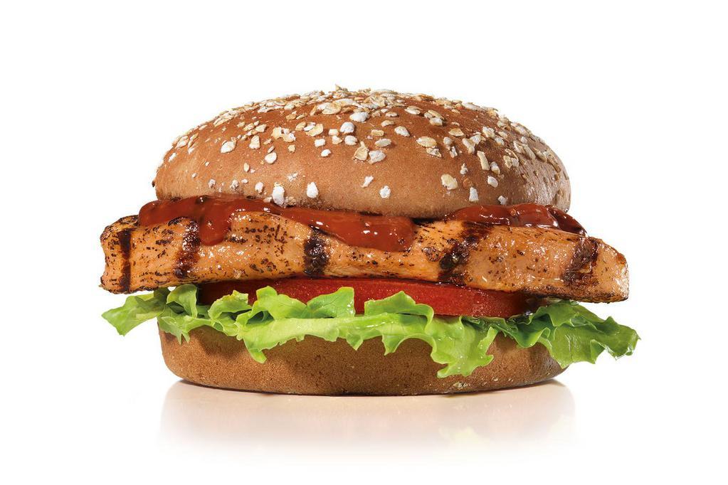 Charbroiled BBQ Chicken™ Sandwich · Charbroiled chicken breast, lettuce, tomato and tangy BBQ sauce on a Potato Bun.