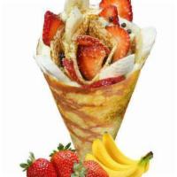 *M3. Strawberry Banana · Sliced strawberries, sliced bananas, custard cream, whipped yogurt, chocolate pearls and cru...