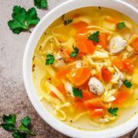 Old Fashioned Chicken Noodle Soup · Double rich, housemade chicken stock with organic all-white-meat shredded chicken and chunks...
