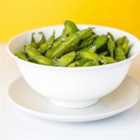 Edamame · Vegetarian. Steamed and salted.