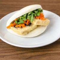 Fried Tofu Steamed Bun · carrot, sesame ginger dressing, red cabbage scallions