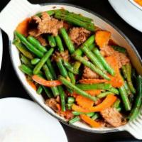 Spicy Green Bean · Sauteed green bean, bell pepper, and carrot.