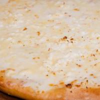Four Cheese Pizza · White sauce, original crust with 4 kinds of cheese, mozzarella, feta, ovoline & parmesan.